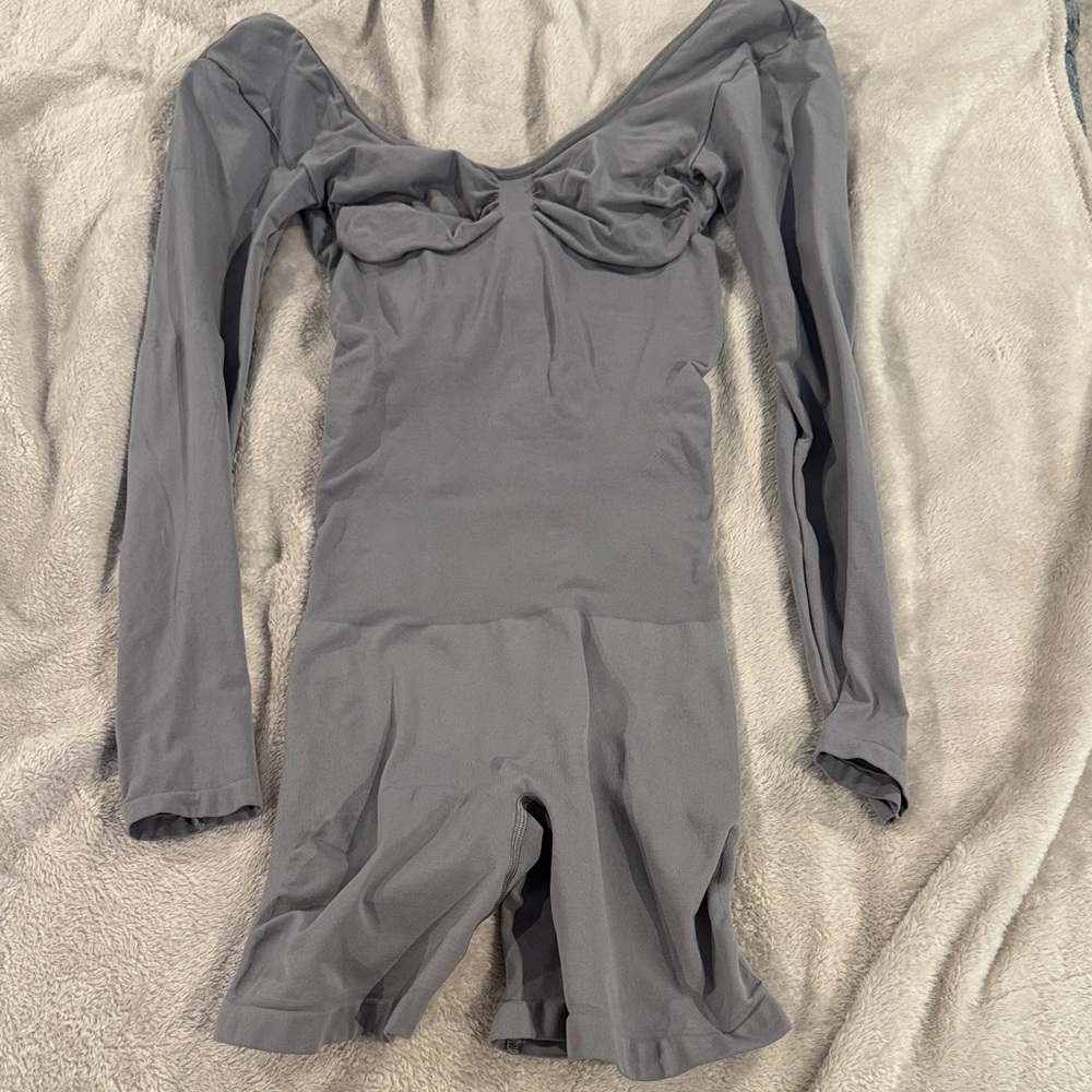 SKIMS Gray Long Sleeve Bodysuit
